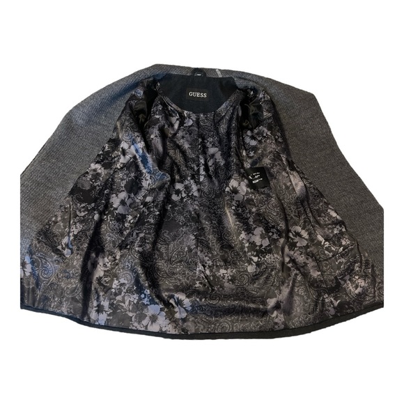 Guess Asymmetrical Zip Colorblock Coat Faux Leather Trim Wool Blend Small WA1 - Picture 4 of 7